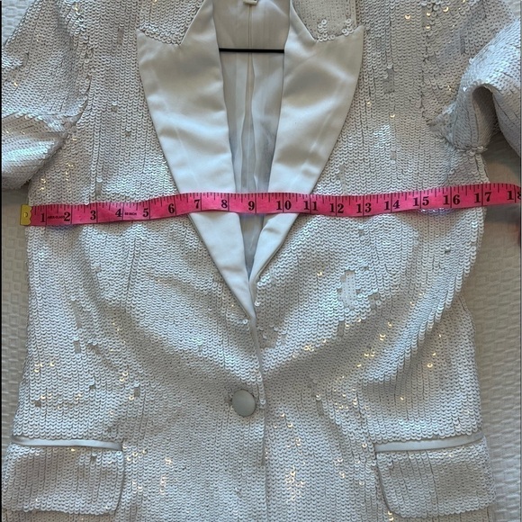 L’AGENCE White And Navy Sequin Blazer - Picture 16 of 16
